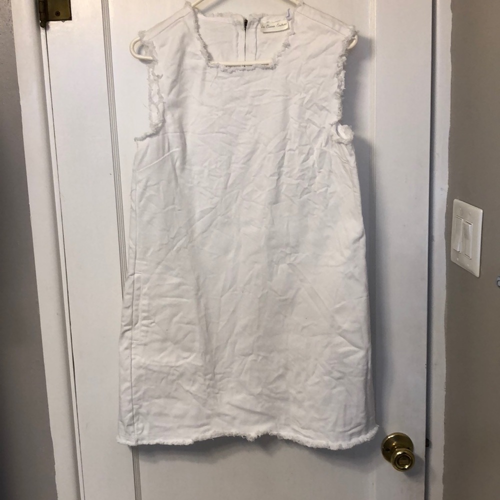 White denim shift dress